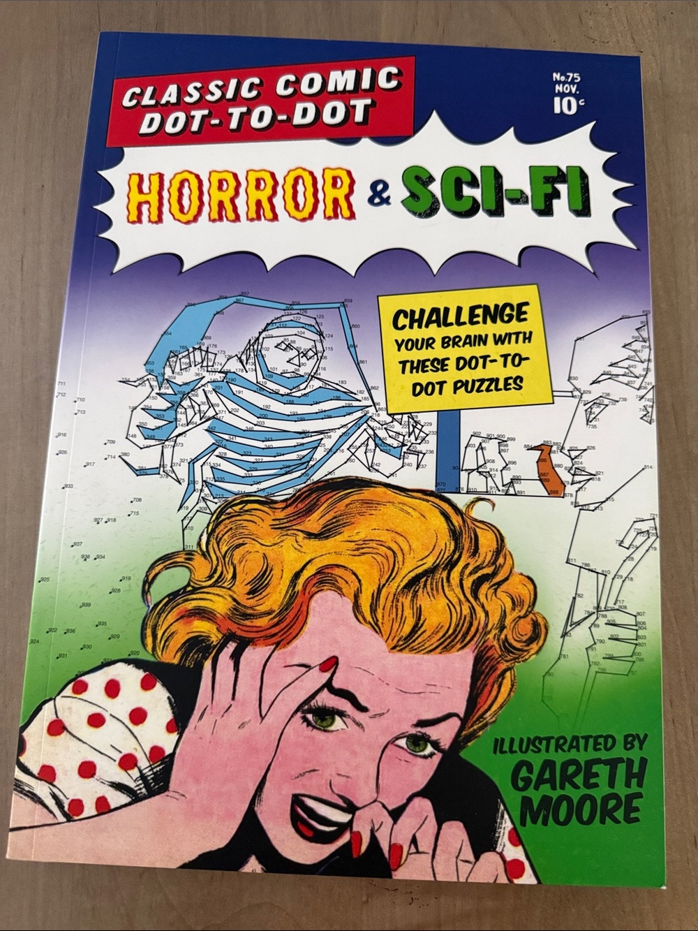 Classic Comic Dot-to-Dot: Horror & Sci‑Fi Puzzle Book (Green, Yellow, Purple)